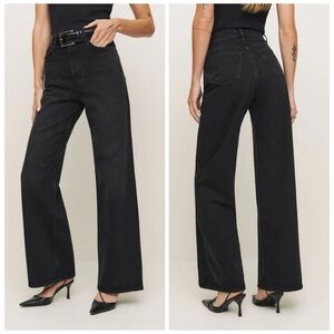 Reformation Cary High Rise Slouchy Wide Leg Jeans | Vana Wash (Black) | Size 25